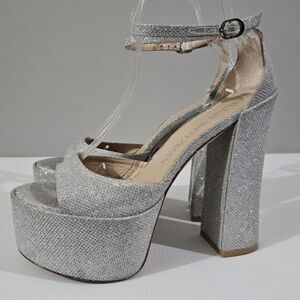 Stuart Weitzman Silver Platform Heels